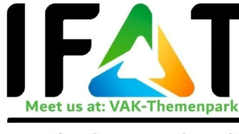 Logo IFAT z napisem „Meet us at: VAK-Themenpark”